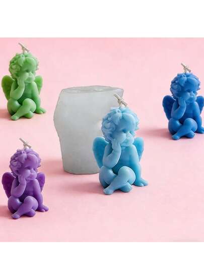 1pc Angel Shaped Silicone Candle Mold, DIY Angel Aroma Stone Plaster Diffuser Home Decor Silicone Mold