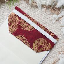 A5/A6 红色金色花卉图案布艺书套,日式和服风格笔记本保护套,旅行及日常使用的保护性笔记本套 - 單件 - 查看 9