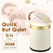 1 Piece 3.17 Gallon Large Capacity Push Top Oval Waste Bin, Multi-Layer Inner Bucket, Odor Proof Durable Plastic Trash Can For Kitchen, Bedroom, Living Room And Bathroom - 奶油白 - 查看 8