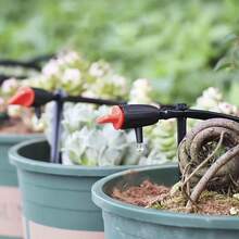 Horticultural Drip Irrigation System Red Adjustable Flow Fat Drip Head Garden Irrigation Automatic Waterer Drip Nozzle Connected To 4/7mm Hairpipe - Automatic Drip Irrigation - View 6