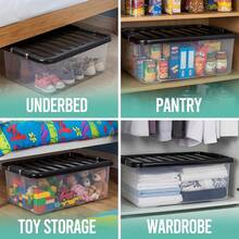3 Pack Clear 50L Storage Boxes With Lids Stackable Nestable Plastic Containers For Home Kitchen Garage Office Accessories - 4 X 30L U/B - View 3