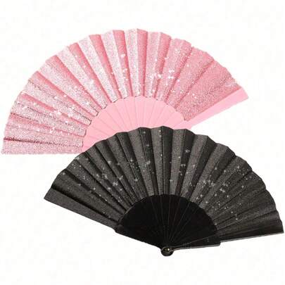 Quạt cầm tay sáng bóng, quạt cầm tay lớn gấp gọn có đèn nhấp nháy, chất liệu chống thấm nước, thích hợp cho tập Thái Cực Quyền, họp mặt gia đình, hòa nhạc, lễ tốt nghiệp, mùa tựu trường, biểu diễn múa, trang trí, đám cưới, quà sinh nhật, quà Valentine, biểu diễn theo chủ đề sinh nhật và tiệc tùng, bán theo nhóm.
