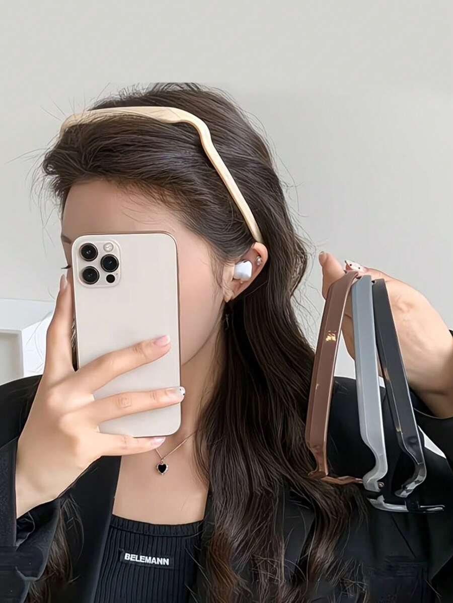 1/2/3件装方形无纺布时尚眼镜头箍，女士休闲方形眼镜头箍，发饰，时尚达人必备发箍发圈 - 彩色 - 查看 1