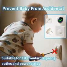 5/10/20pcs EU Standard Child Proof Electrical Outlet Covers, Designed To Prevent Electric Shock And Protect Sockets For Baby Safety - White - View 6
