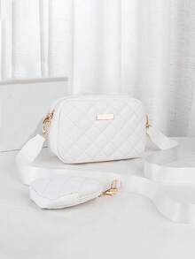 1 Set Girls' Fashion Quilted Mini Shoulder Bag With Coin Purse, Rhombus Pattern Crossbody Bag, Detachable Strap, Ideal For Daily Use, Party, And Gift - Multicolor - View 9