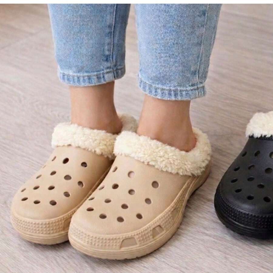 Winter Cloud Clog With Wool Lining - Soft And Warm - 米色 - 查看 1