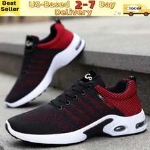 Men's All Seasons Red Sneakers :Men's Breathable Non-Slip Sports Shoes With Air Cushion Technology,Men's Light Weight Running Sneakers, Breathable Lace Up Low Top Walking Trainers, Comfortable And Fashion Tennis Gym Shoes, Hiking&Outdoor Sports Shoes. - 紅色 - 查看 1