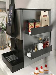 1/2pcs Magnetic Side Storage Rack, Suitable For Refrigerator And Washing Machine - No Drilling Installation, Fashionable Black Metal Surface, Wall-Mounted Spice Rack, Great For Storing Laundry Supplies - Multicolor - View 2