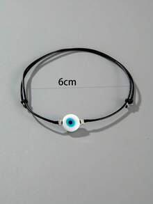 1件极简树脂邪眼和蓝白眼珠串珠脚链，女士海滩度假完美礼物 - 彩色 - 查看 9