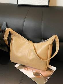 Stylish Commuter Crossbody Bag, New 2026 Korean Version Large Capacity Casual Retro Chic Shoulder Tote Bag - Khaki - View 5