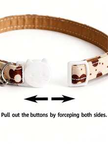1pc Floral Pattern Pet Collar With Bell, Adjustable Size, Leather Lining - Multicolor - View 4