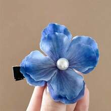 1/2/4/6个装女士夏威夷海滩花朵发夹，人造花朵和珍珠双层刘海侧夹，适合婚礼、海滩派对、休闲场合 - 彩色 - 查看 16