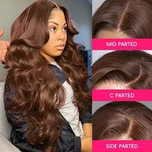 13x4 13x6 HD Lace Front Wigs Human Blended Hair 26 Inch 4# Chocolate Dark Brown Body Wave Human Frontal Hair Wig 200 Density 12A 5x5 Glueless Wigs Lace Front Wigs Pre Plucked Glueless Frontal Wig For Women - Brown - View 5