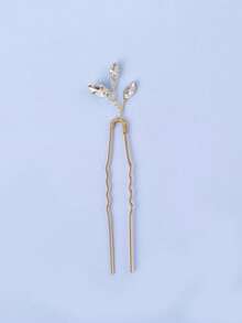 3pcs Women Elegant Rhinestone Hair Clips Set, Wedding Party Updo Hair Accessories - Gold - View 3