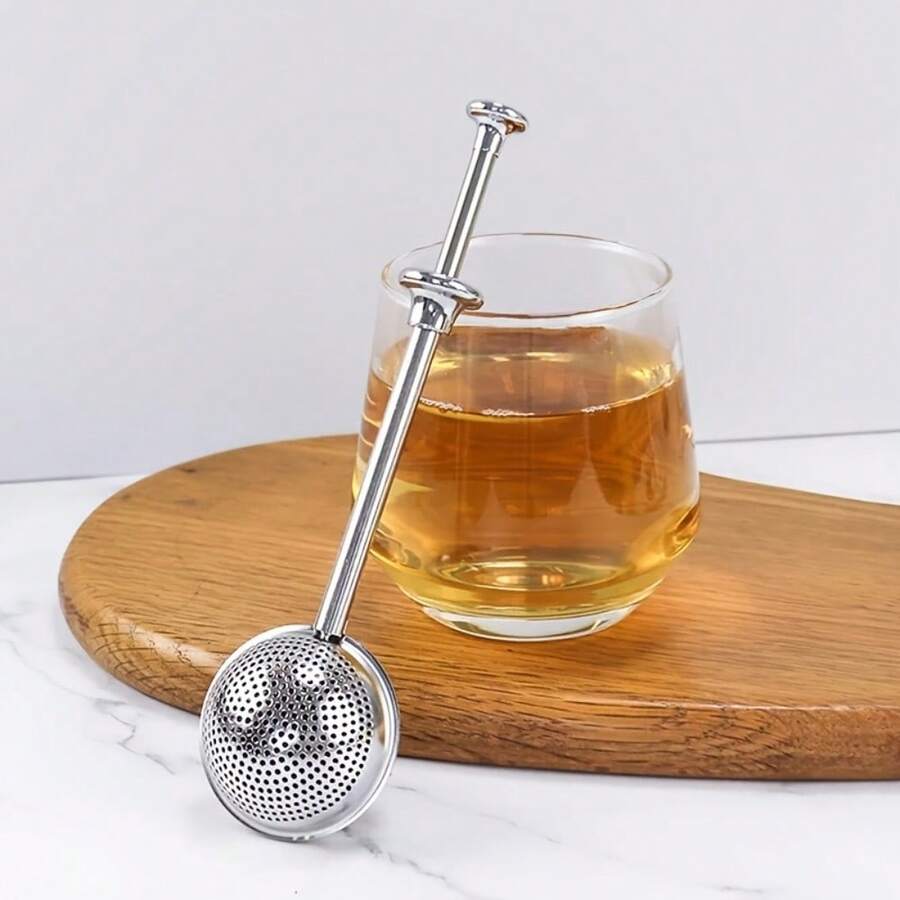 1个优质不锈钢茶漏 - 适用于冲泡散装茶叶、咖啡、香草和香料 - 易于使用和清洁 - 必备厨房工具 - 銀色 - 查看 1