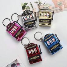 1pc Mini Slot Machine Keychain, Mini Casino Lucky Charm Keyring, Pocket Stress Relief Toy Pendant - Multicolor - View 4