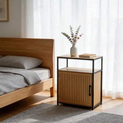 40x25x54cm IJzeren nachtkastje / Opbergkast met deur / Geschikt voor kleine ruimtes, slaapkamer nachtkastje