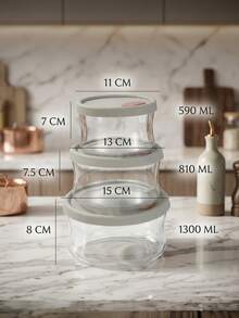 A Round Borosilicate Glass Food Storage Container With A Silicone Lid (Single Or 3-Piece Set Available) - View 5