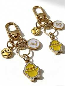 Personalized Coffee Cup Keychain Pendant With Initials And Thank You Message - Yellow Chick - View 7