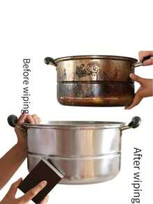 12 piezas/10 piezas/1 rollo/1 pieza Esponja mágica de limpieza de cocina, adecuada para fregar ollas, lavar platos, limpiar utensilios de cocina, eliminar manchas y óxido, con almohadilla abrasiva, aplicable para cocina, baño y hogar - A - Ver 2