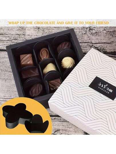 Conjunto de 50 caixas para embalagem de chocolate, porta-copos para chocolate, bandejas para embalagem de chocolate, suportes dobráveis para doces e sobremesas em formato de flor, caixas de doces para o Ano Novo, ideais para casamentos, aniversários, festas, presentes de chá, caixas de doces coloridas em formato de caixa de correio, caixas de doces, caixas de doces com desenhos animados, caixas para embalagem de presentes.