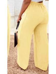 Women's Duna Wide-Leg Pants With Premium Fabric Lining. - 黃色 - 查看 5