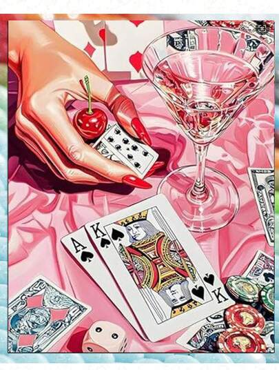 Wine Cup - Adult Diamond Painting Kit - Poker DIY5D Diamond Art Kit Full Diamond Dot Painting And Diamond Gemstone Art And Crafts Home Decoration