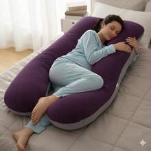 Almohada de Embarazo y Lactancia 7 en 1 Morado con Lila  Soporte Ergonómico para Descanso de Mamá y Bebé - Morado con Lila - Ver 1