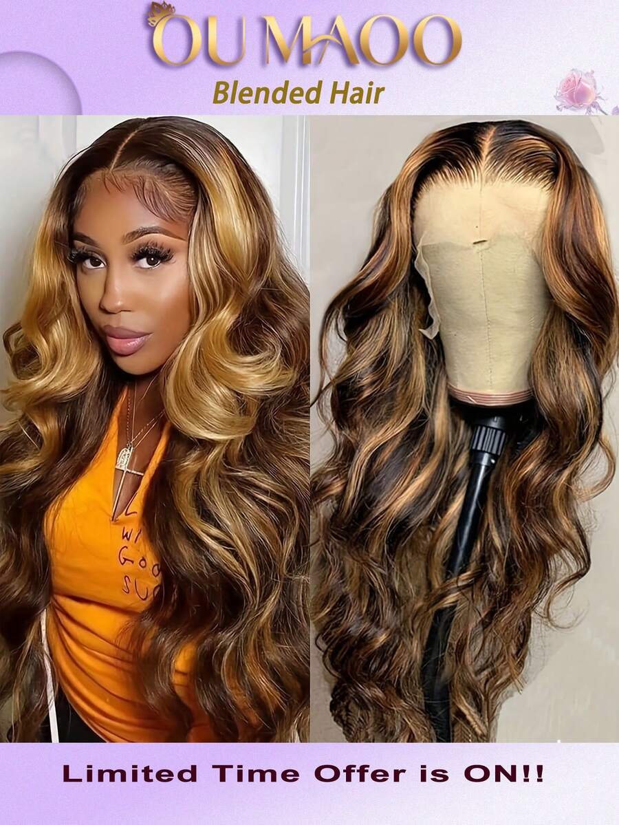 Glueless 13x6 13x4 5 Lace Front Wigs Human Blended Hair 200% Density Body Wave Human Blended Hair Wig Ear To Ear HD Lace Frontal Pre Plucked Wear Go Glueless Wigs