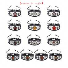 1件 奇幻故事时间宝石手链 黑色编织皮绳手链 随机款式，新年礼物，情人节礼物，复活节礼物[随机款式] - 彩色 - 查看 9