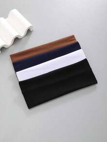 4pcs Unisex Widened Simple Headbands, Slip-Resistant, Absorb Sweat, Elastic, Soft Material Headband Suitable For Yoga, Running, Fitness And Other Sports Hair Band Turban Headband Sweatband, School Stuff, College Fall Winter Hair Accessories For Women For Vacation Outfits Woman Elegant Scarf Women Bandanas Soft Headwrap - 黑色 - 查看 5