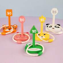 5件套木制卡通动物套圈游戏，款式随机，投掷接球益智玩具 - 彩色 - 查看 5