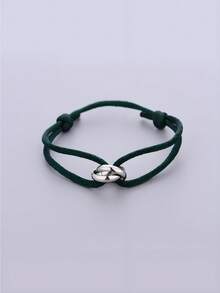 1pc Handmade Adjustable Stainless Steel Triple Circle Hollow Thin Bracelet, Unisex Couple Gift (Slight Color Difference May Exist Between Actual Product And Image Due To Lighting And Angle During Photography) - Silver - View 18