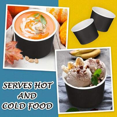 Cream Cups, Dessert Bowls, Disposable Paper Snack Bowls, Cupcake Cups, Party Supplies & Cups, Suitable For Sundaes, Yogurt Desserts And Soups, Applicable For Birthday, Bridal Shower, Wedding, Home, Kitchen And Office, Christmas, New Year