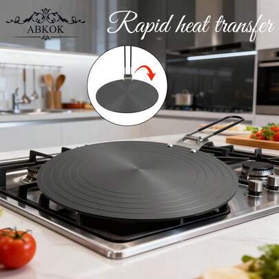 ABKOK 1 pieza Bandeja térmica de aluminio para descongelar de 24cm/9.45 pulgadas, 28cm/11.02 pulgadas, antinegro para quemaduras en la parte inferior, conductividad térmica uniforme y función de descongelación de doble uso, disponible en diferentes tamaños, adecuada para estufas de gas, muy adecuada para descongelar carne de res y otros tipos de carne