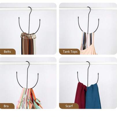 1 pièce Crochet de rangement en acier inoxydable unicolore, support de rangement multifonctionnel à texture métallique moderne, cintre gain de place pour ceinture, cravate, écharpe, sac, serviette, bijoux et petits accessoires, idéal pour l'organisation de la maison, de la chambre, du placard, de la salle de bain et de l'entrée