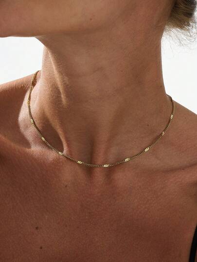 1 pieza Collar de cadena de acero inoxidable elegante y de moda para mujer, adecuado para uso diario, artículo de regalo de nicho