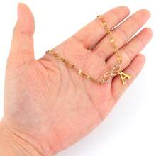 1pc Simple Classic Infinite Symbol Initial Pendant Golden Stainless Steel Lip Chain Necklace For Women - Yellow Gold - View 3