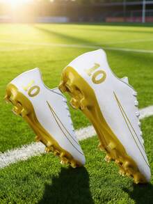 All-Season Competitive Sports Football Shoes, Campus Style Football Boots For Teenagers And Students, Football Training Shoes, Football Match Cleats, Long Studs Anti-Slip (Asymmetrical Camouflage Pattern On Upper) - White - View 11