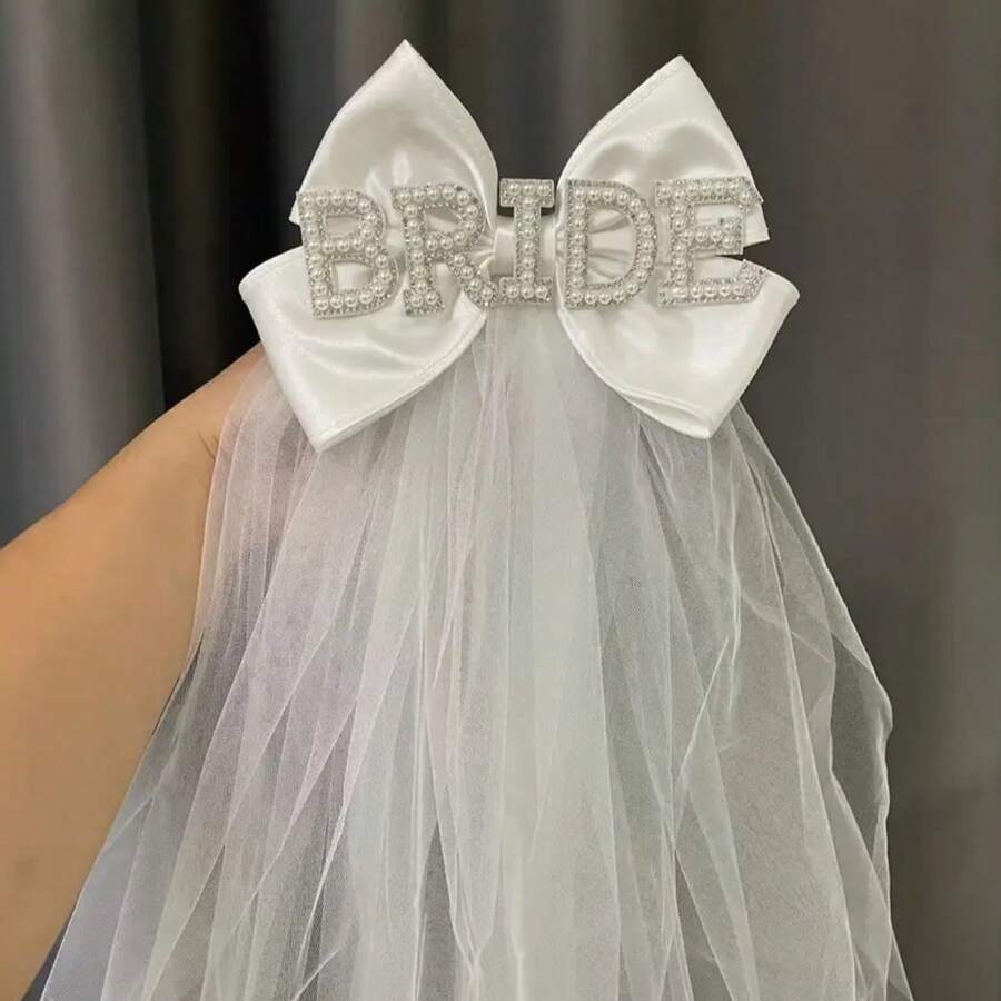 Elegante tocado de lazo para la novia, accesorio nupcial premium, accesorio práctico para fotos & regalo de boda único, suministros nupciales esenciales para boda, despedida de soltera, fiesta de despedida, ducha nupcial, gran decoración y accesorios de boda - Velo de novia con lazo - Ver 1