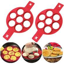 Flip Cooker Pancakes Mold - Silicone Pancake Molds 7 Circles Reusable Non Stick Egg Mold Ring Pancake Maker / - View 10