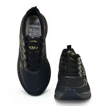 Women's Comfortable, Lightweight, Breathable Athletic Shoes For Gym And Walking - Black/Gold/Black - View 3