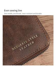 YUQING.FC Cartera Clásica Para Hombre Cartera Retro Con Cremallera #7809 - Marrón - Ver 11