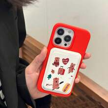 一套熊猫翻跟头磁性卡套和可爱腊肠犬皮革卡包，兼容苹果磁性卡套、手机壳、门禁卡、餐卡等 - 彩色 - 查看 11