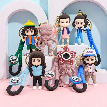 1pc Cartoon Monster Story Silicone Keychain, Creative Cute Bag Pendant, Car Key Chain, Random Style, Suitable As New Year, Valentine's Day, Easter Gift