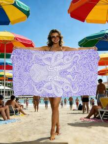 1 chiếc khăn tắm biển bằng sợi microfiber mềm mại, thấm hút tốt, in hình Mandala và bạch tuộc màu tím, thích hợp cho du lịch, kỳ nghỉ, thể thao ngoài trời, bơi lội và cắm trại, phụ kiện bãi biển mùa hè thiết yếu. - Mô hình D - Xem 5