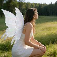 Sparkly Transparent Butterfly Wings For Women Girls Iridescent Fairy Wings Props For Halloween And Parties - Silver - View 4