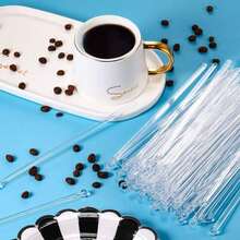 100个球头搅拌棒，适用于塑料圆头水晶旋转棒、水晶蛋糕棒、鸡尾酒咖啡饮料搅拌棒（透明） - 查看 5