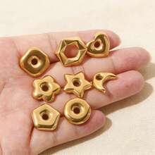 5-Piece 304 Stainless Steel 18K Gold-Plated Multi-Element Large-Hole Bead DIY Charm Jewelry Necklace Bracelet Making Accessories Women's Stainless Steel Jewellery Handmade Components - Bead - View 1