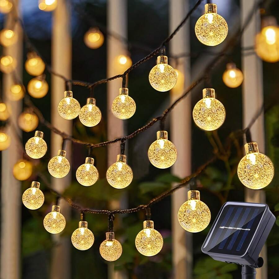 Lampy solarne LED 20/50/100, 8 trybów, ciepła biel/wielokolorowe, wodoodporne, do oświetlenia ogrodzenia, trawnika, ściany, podwórka i sezonowego